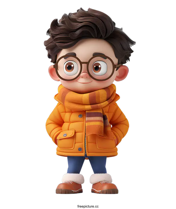 [Transparent Background PNG]Cute Cartoon Boy in Winter Clothes