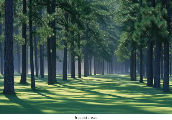 Pine trees in the morning sun