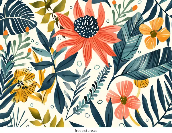 Colorful Floral Pattern Seamless Illustration