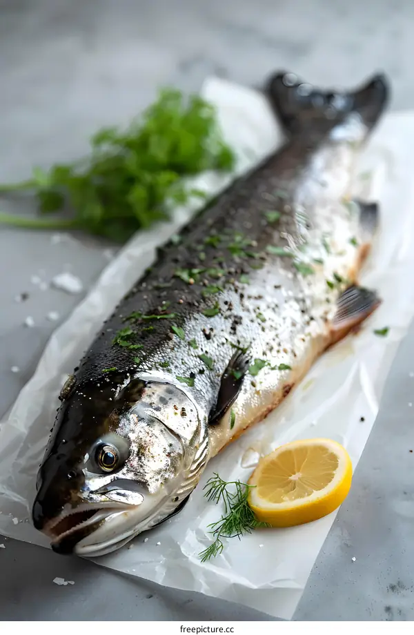 Fresh Whole Trout on Parchment Paper