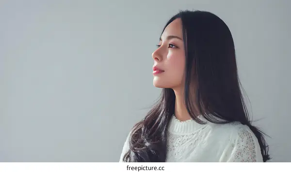 Profile Portrait of a Young Asian Woman