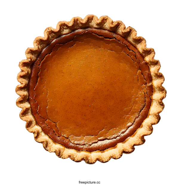 [Transparent Background PNG]Top view of a pumpkin pie
