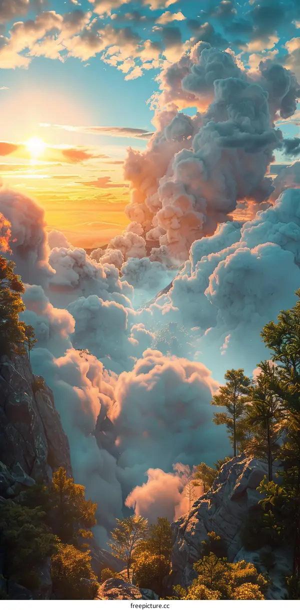 Cloudscape Sunrise Over Mountains