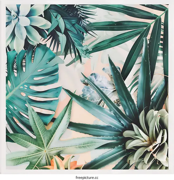 Tropical Plants With White Frame