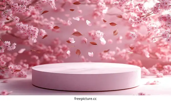 Pink Cherry Blossom Display Podium
