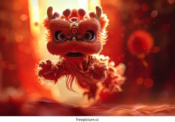 Chinese New Year Lion Dance Celebration Performance