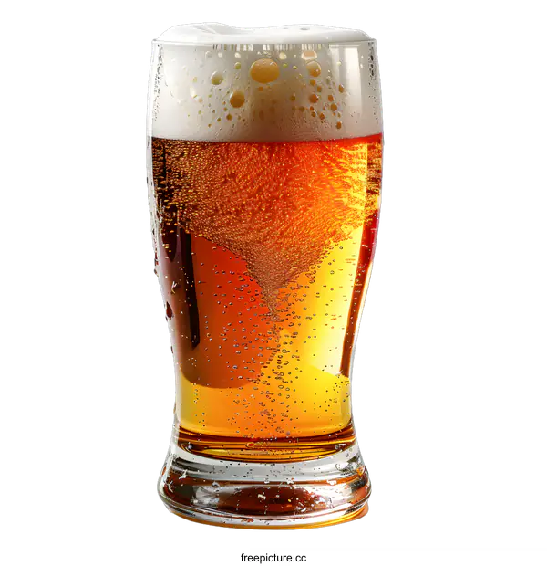 [Transparent Background PNG]Glass of Beer on White Background