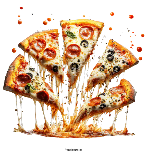 [Transparent Background PNG]Delicious Pizza Slices with Melted Cheese