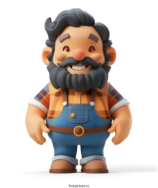 Smiling Cartoon Lumberjack on White Background
