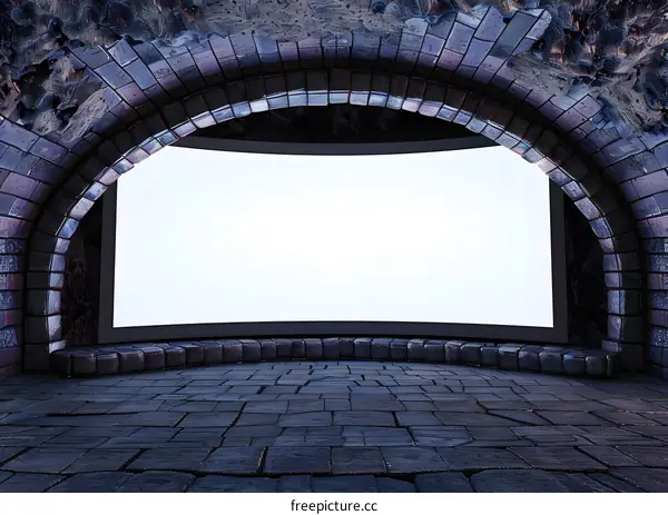 Curved Screen in Brick Archway