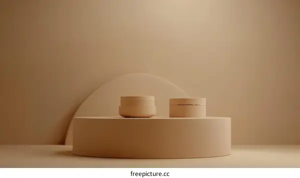 Beige Cream Jars on a Beige Display