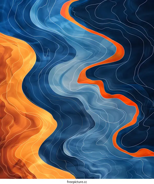 Blue and yellow intertwined wavy lines