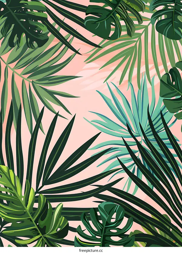Tropical Leaves Pattern With Pink Background
