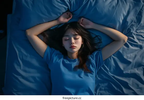 Asian Woman Sleeping in Bed