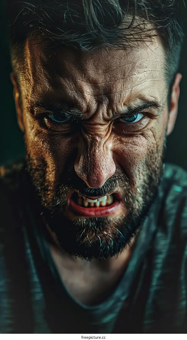 Close-up Angry Male Portrait