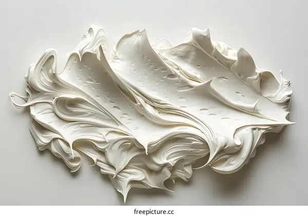 White frosting cream swirl on white background