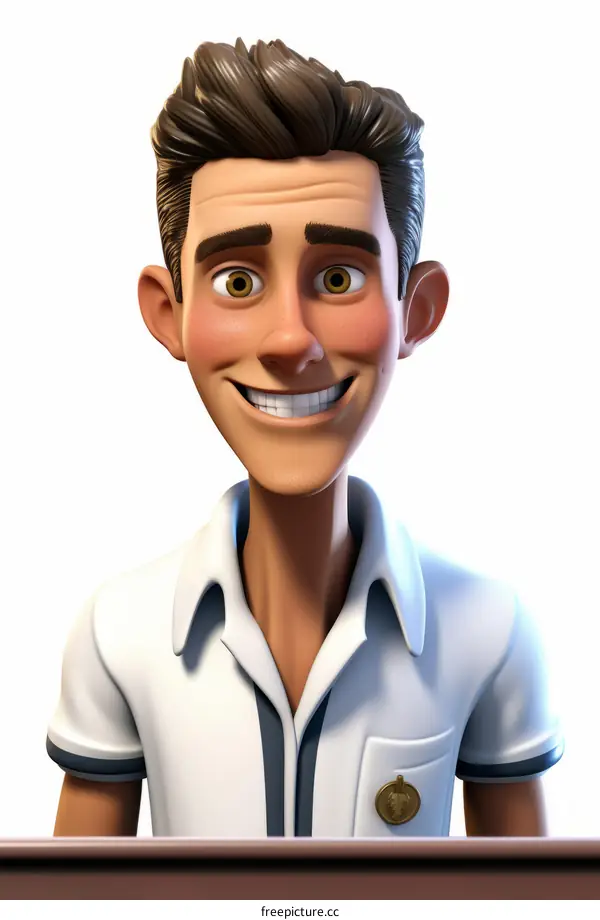 Handsome Young Man in White Shirt and Blue Tie Portrait