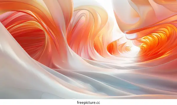 Curved Orange and White Abstract Tunnel