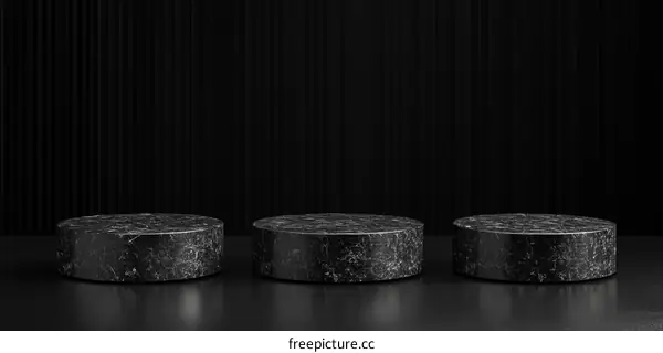 Three Dark Marble Platforms Product Display