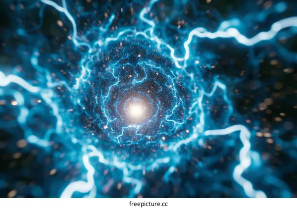 Blue Abstract Electric Vortex Illustration