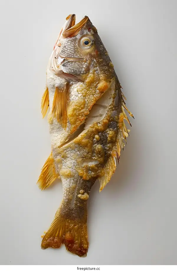 Fried Fish on White Background