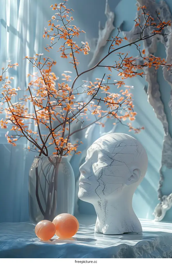 Elegant Decorative Head Sculpture with Floral Arrangement