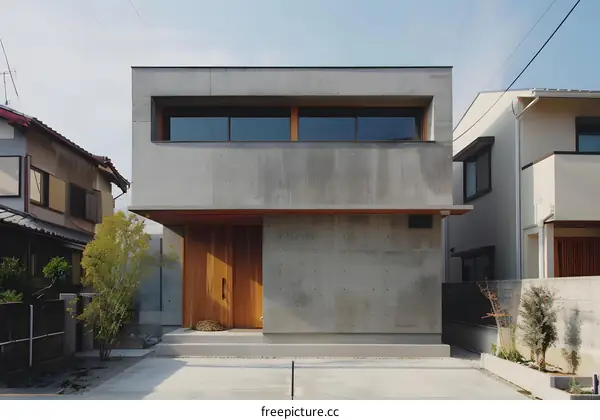 Modern Concrete House Exterior Design With Wooden Doors