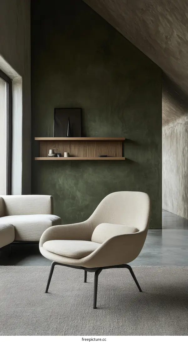 Modern Minimalist Living Room with a Stylish Armchair