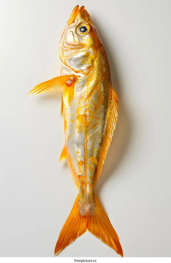Golden Fish on White Background