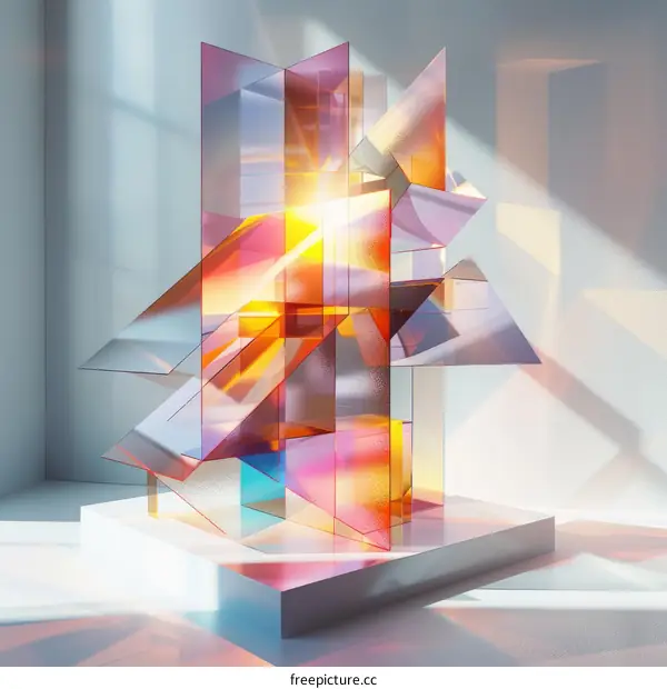 Colorful Geometric Glass Shapes: 3D Rendering