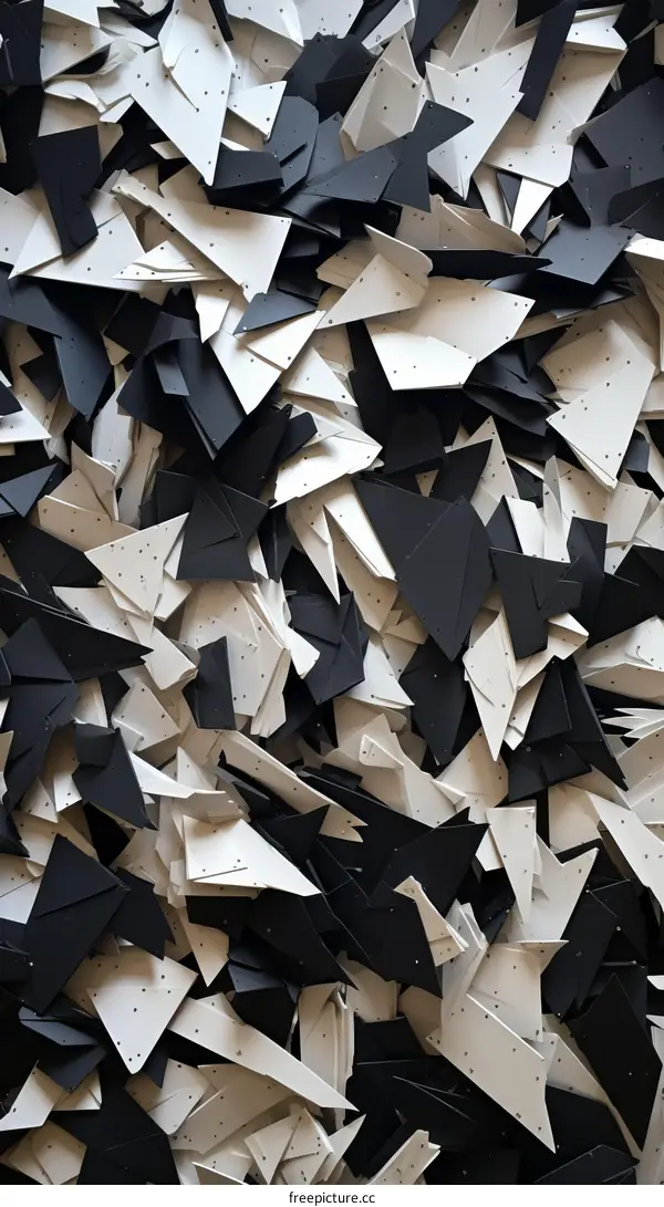 Black and white plastic triangle pieces