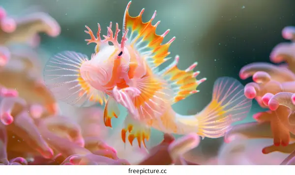 Close-up of a Rare and Colorful Leafy Scorpionfish