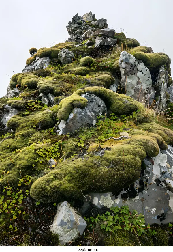 Green Moss Covering Rocks In Iceland