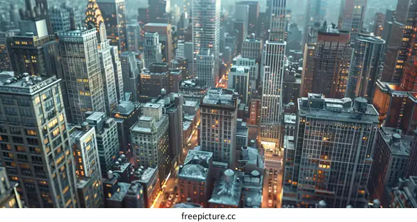 Cityscape Aerial View of Skyscrapers