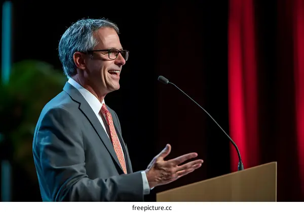 Man Giving a Speech at a Conference