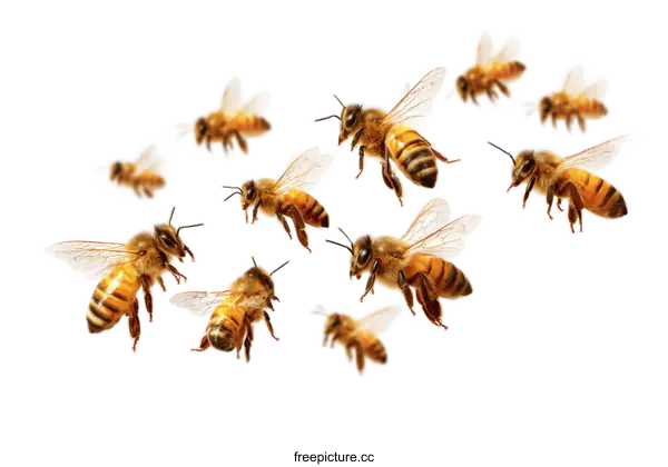 [Transparent Background PNG]Flying Bees in a White Background