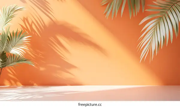 Minimalist Palm Leaves Shadow Background