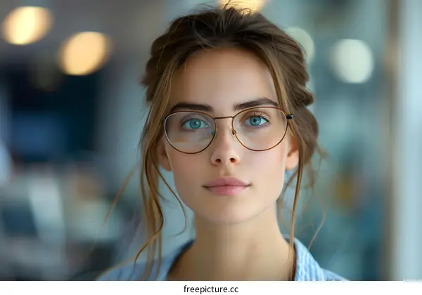 portrait of a beautiful young woman wearing glasses