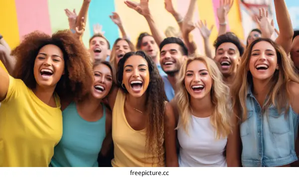 Group of diverse and happy young people