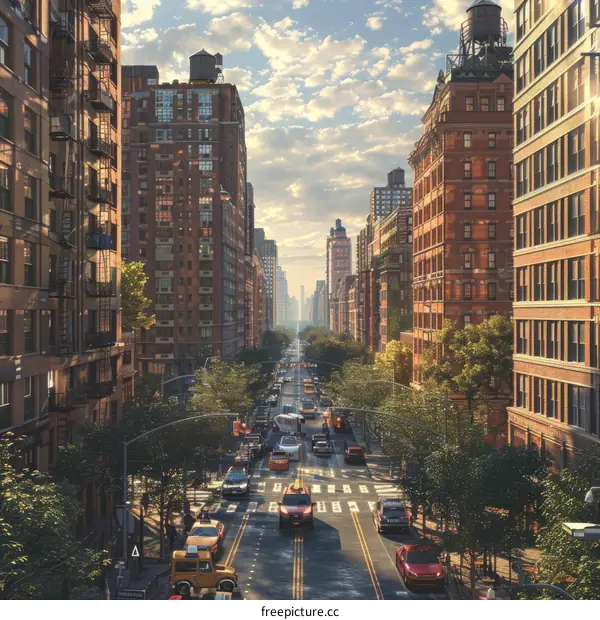 City Street Scene Illustration