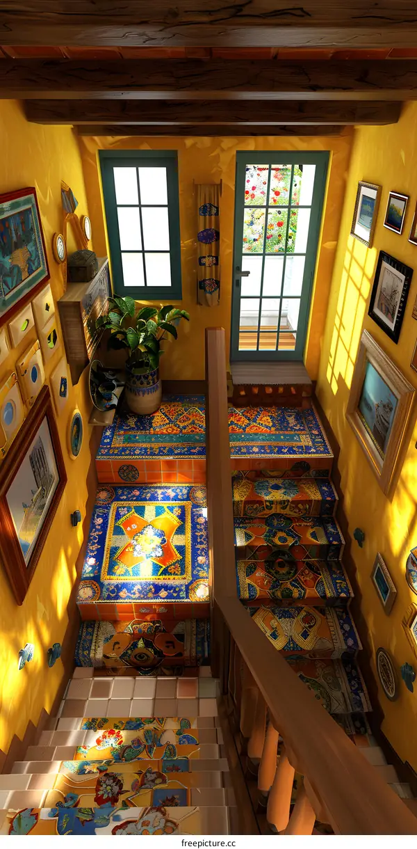 Colorful Staircase in a Bohemian Home