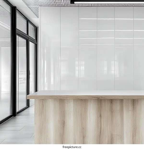 Modern Office Reception Desk with White Panels