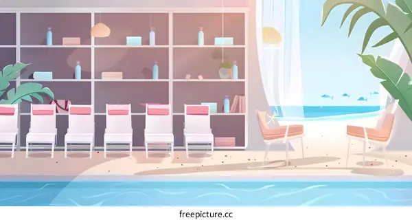 Tropical Swimming Pool With Ocean View