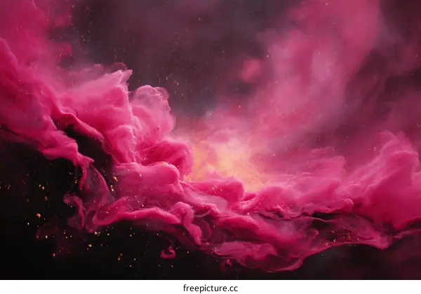 Abstract Pink and Gold Liquid Painting