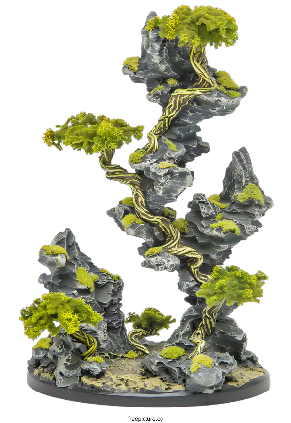 [Transparent Background PNG]Miniature Stone Mountain with Green Trees