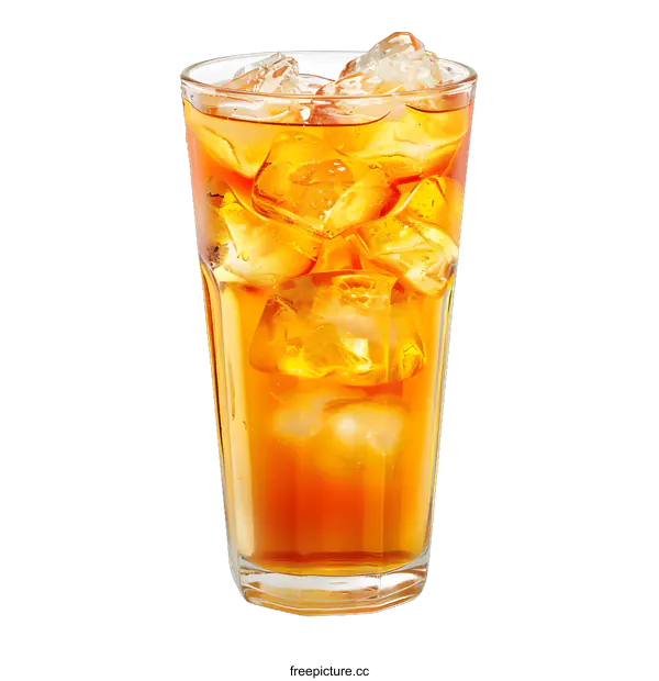 [Transparent Background PNG]Glass of Iced Tea With Ice Cubes