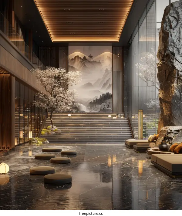Modern Zen Style Lobby Interior Design