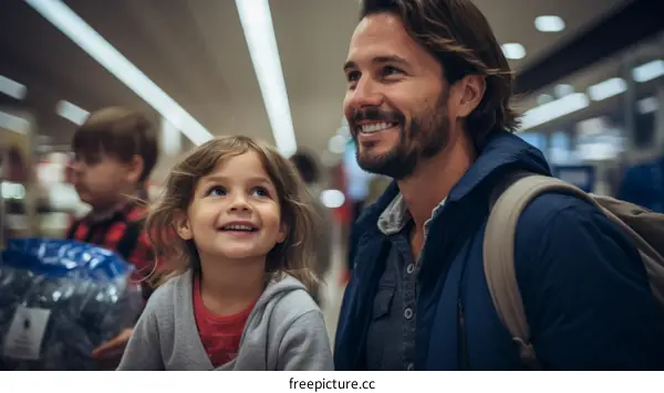 Father and daughter shopping in a supermarket