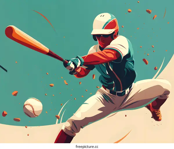 Baseball Player Swinging Bat