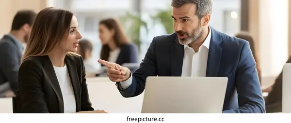 Business Meeting Between Man and Woman at a Desk